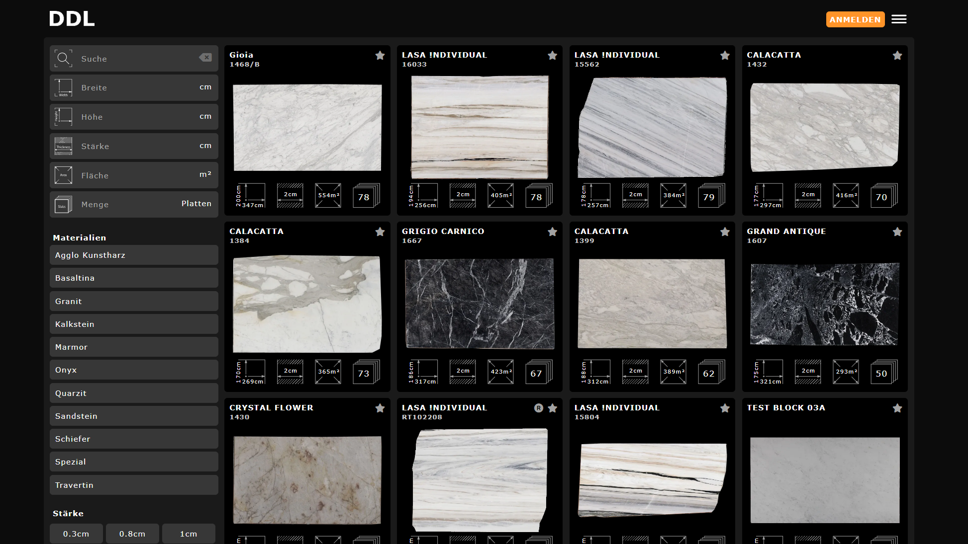 DDL customer portal and slab gallery on tablet