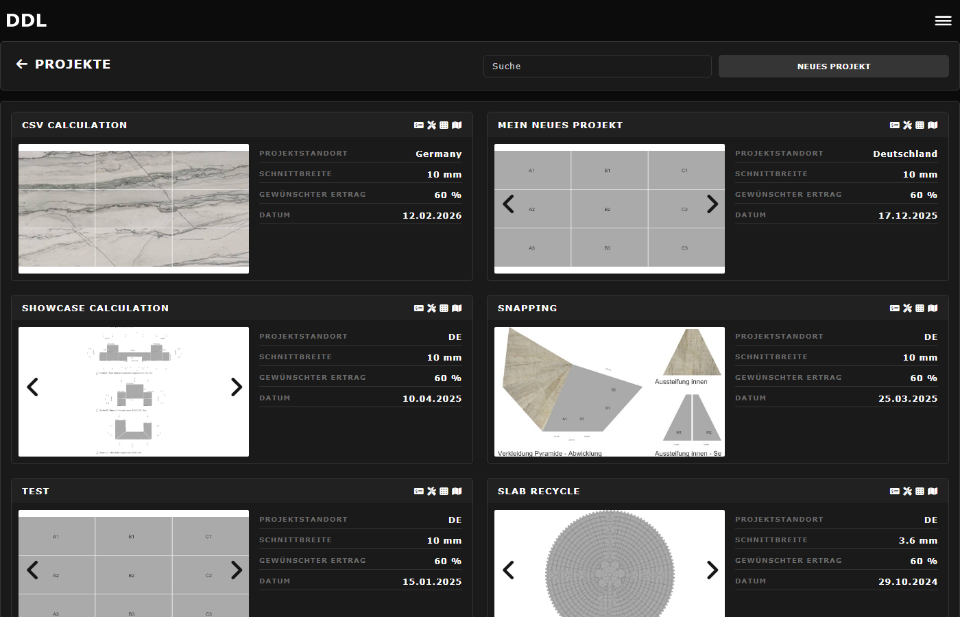 DDL Zuschnitt mit Projektbezug
